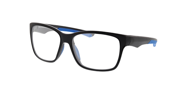 Force Matt Black  &  Blue KunststoffEyeglass Frames von B24, Dreiviertelansicht