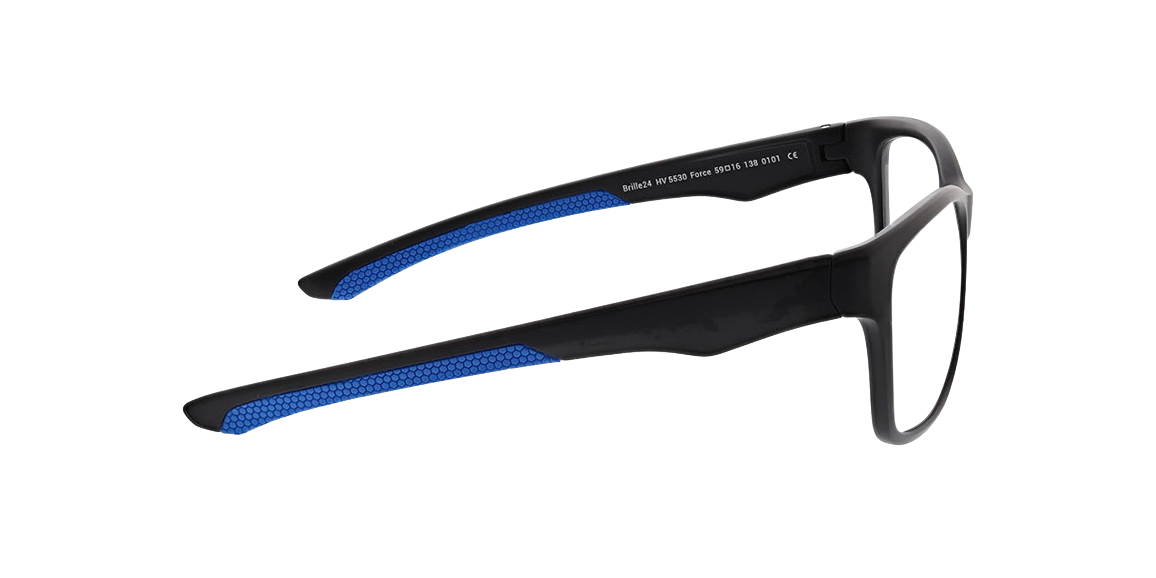 Force Matt Black  &  Blue KunststoffEyeglass Frames von B24, Seitenansicht