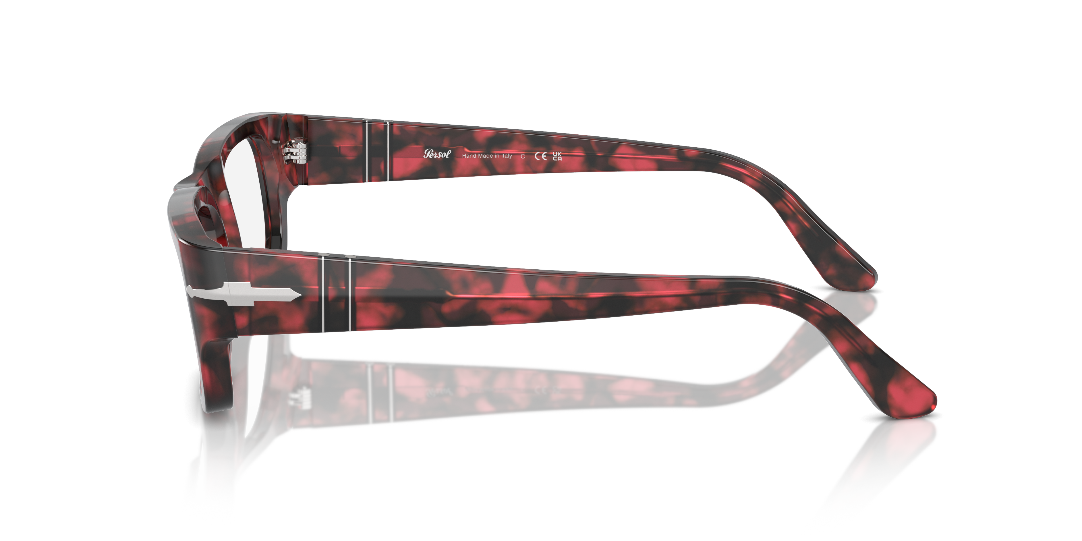 PO3347V Rood Havana AcetaatEyeglass Frames van B24, Zijaanzicht