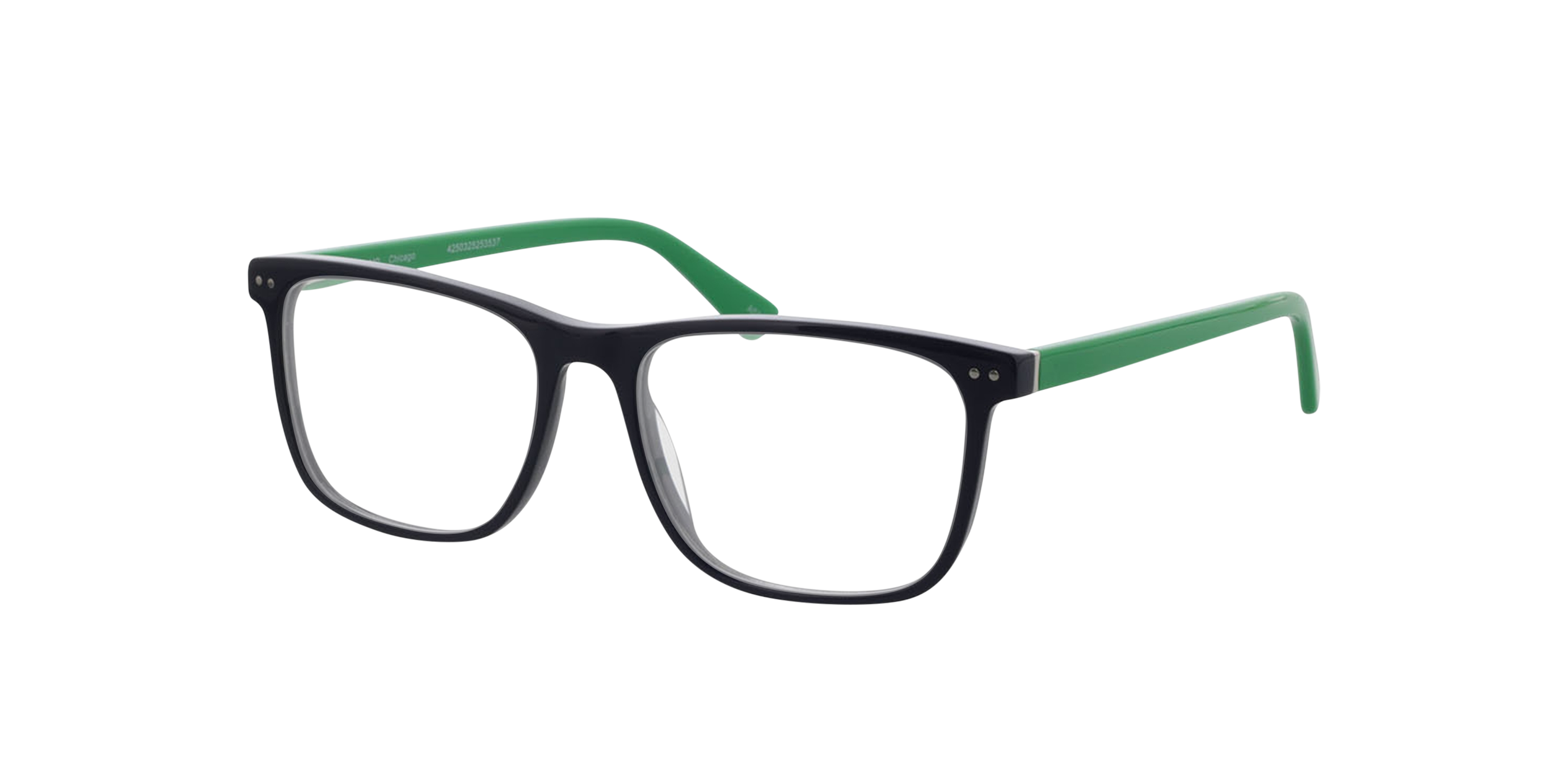 CHICAGO Blauw  &  groen AcetaatEyeglass Frames van B24, Hoekweergave