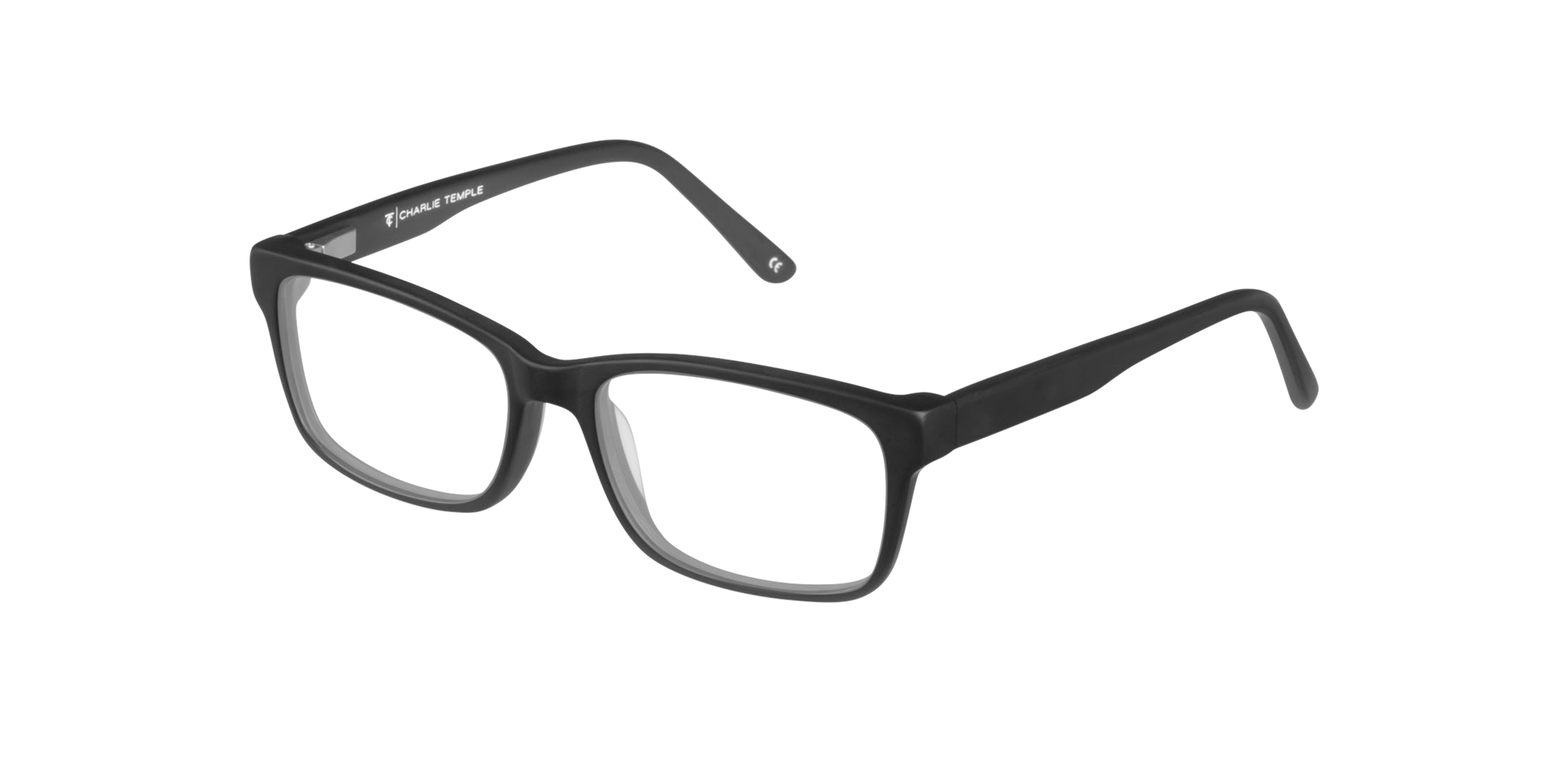 Gillian Raw Jet Black AcetaatEyeglass Frames van B24, Hoekweergave