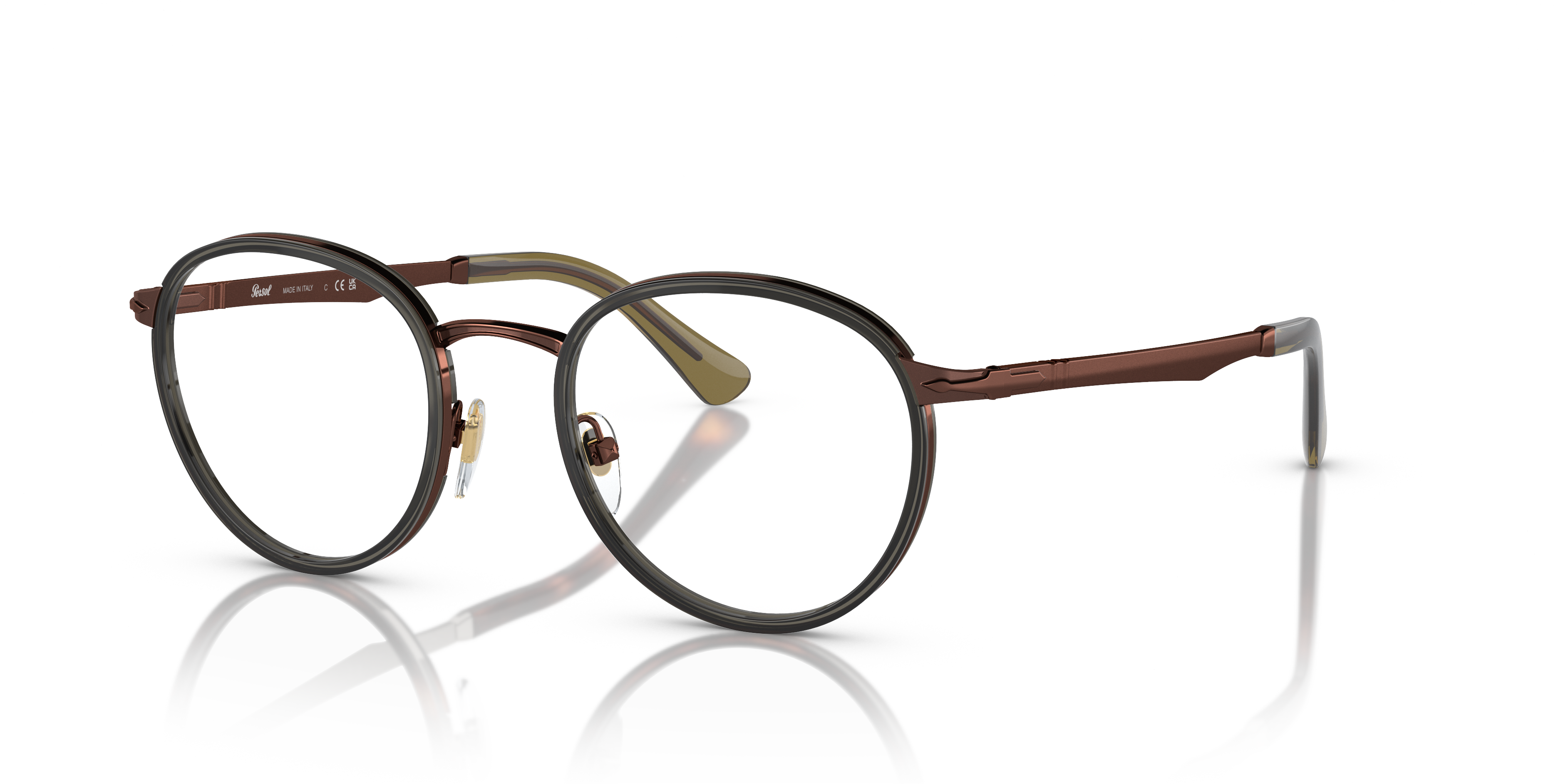 PO2468V Braun MetallEyeglass Frames von B24, Dreiviertelansicht