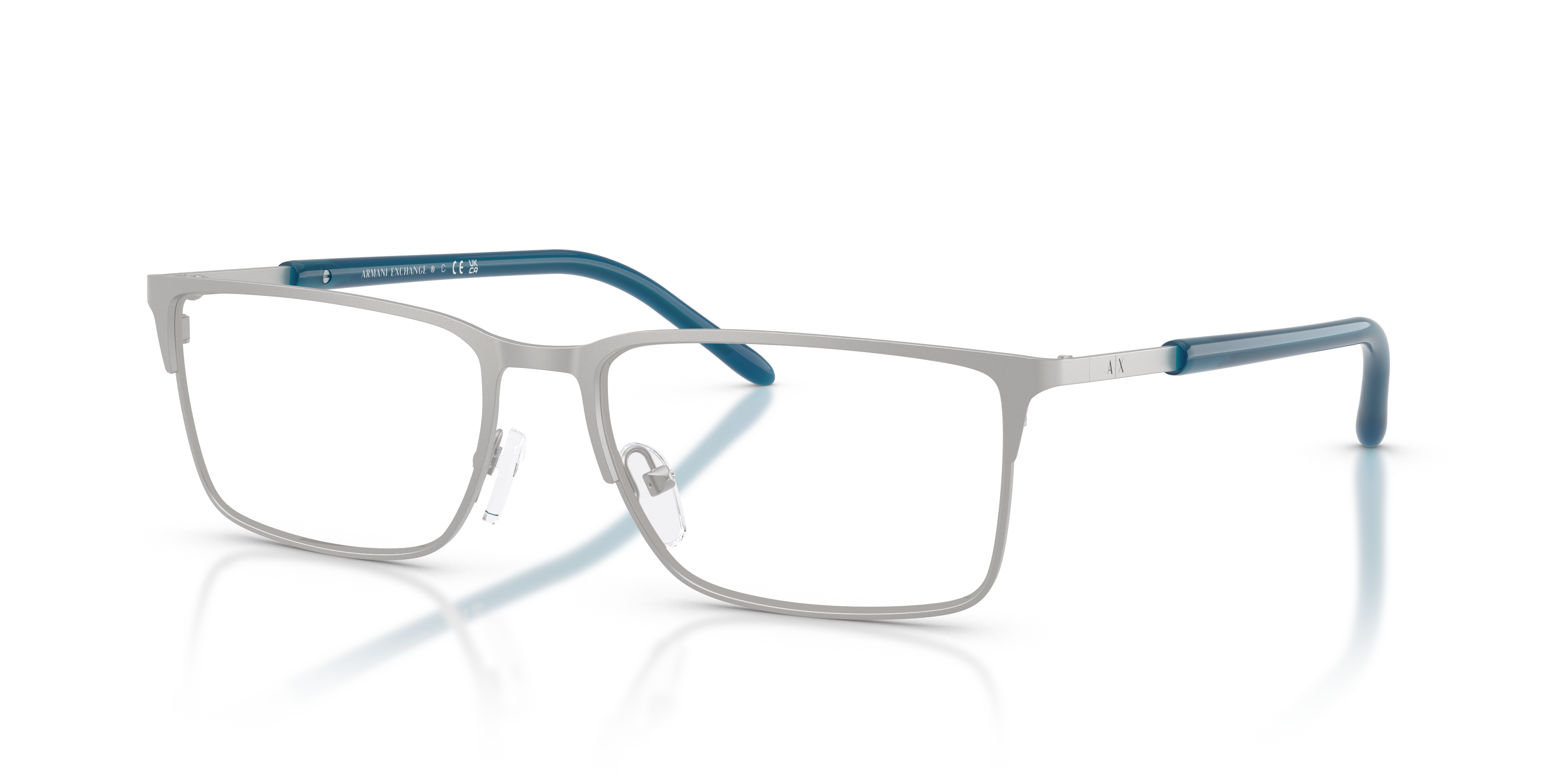 AX1073 Matte Silver MetaalEyeglass Frames van B24, Hoekweergave
