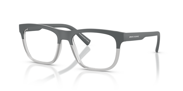 AX3050 Matte Grey & Transparent Grey KunststoffEyeglass Frames von B24, Dreiviertelansicht