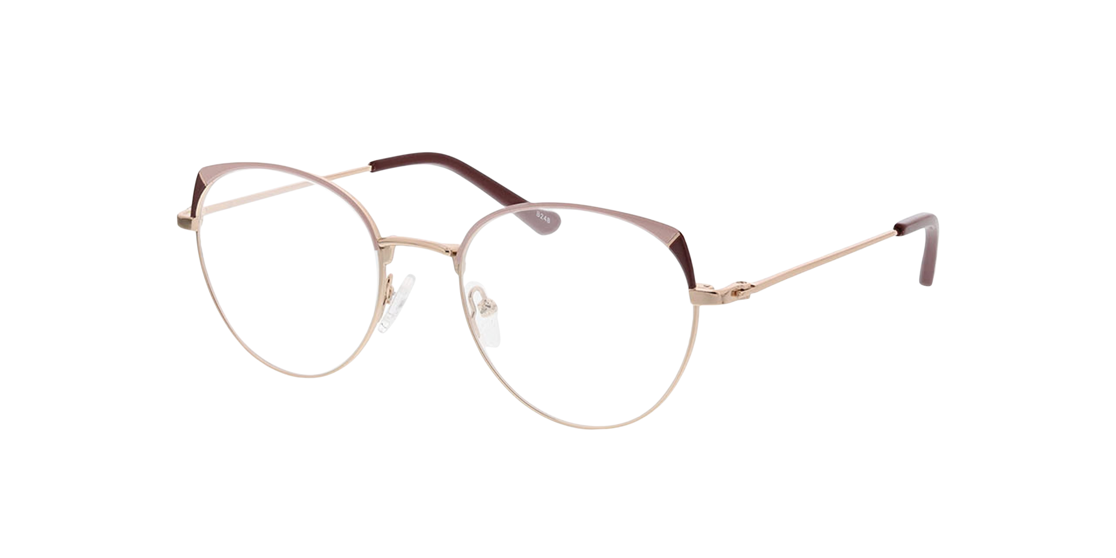 Alison Roze  &  roze goud MetaalEyeglass Frames van B24, Hoekweergave