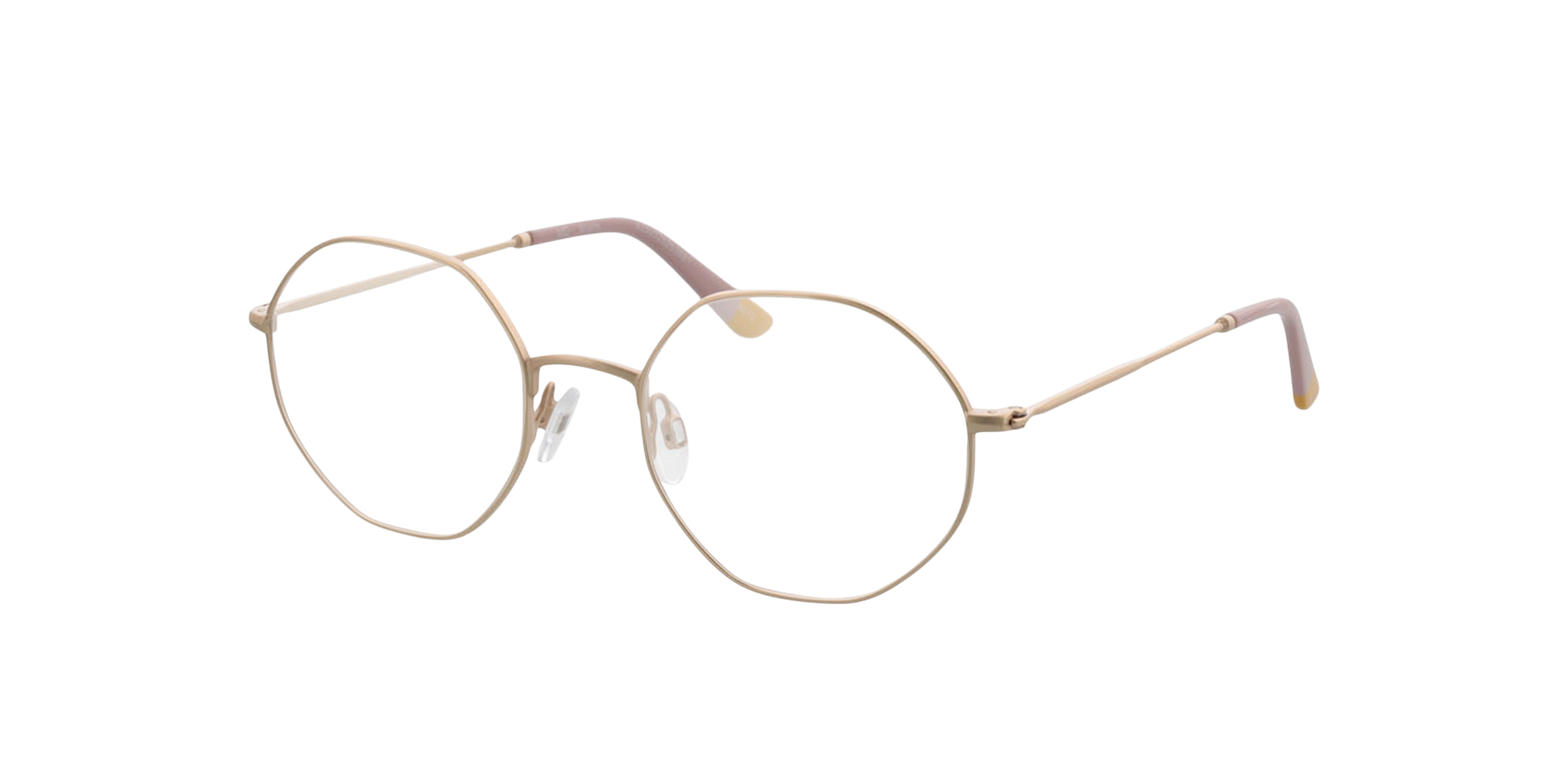 Miami Matgoud  &  roze geel pootje MetaalEyeglass Frames van B24, Hoekweergave