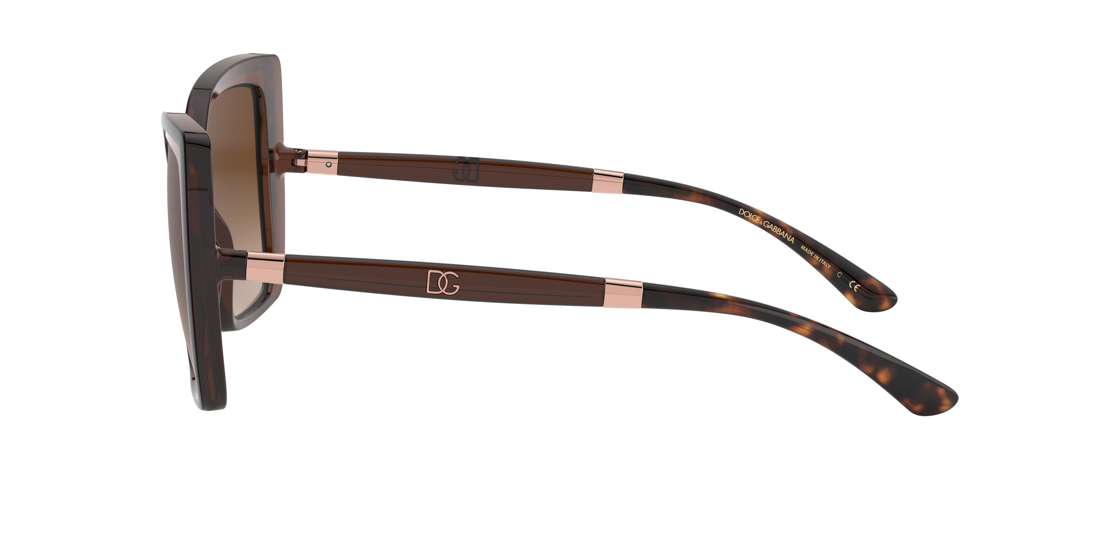 DG6138 Havana op transparant bruin KunststofSunglass Frames van B24, Zijaanzicht