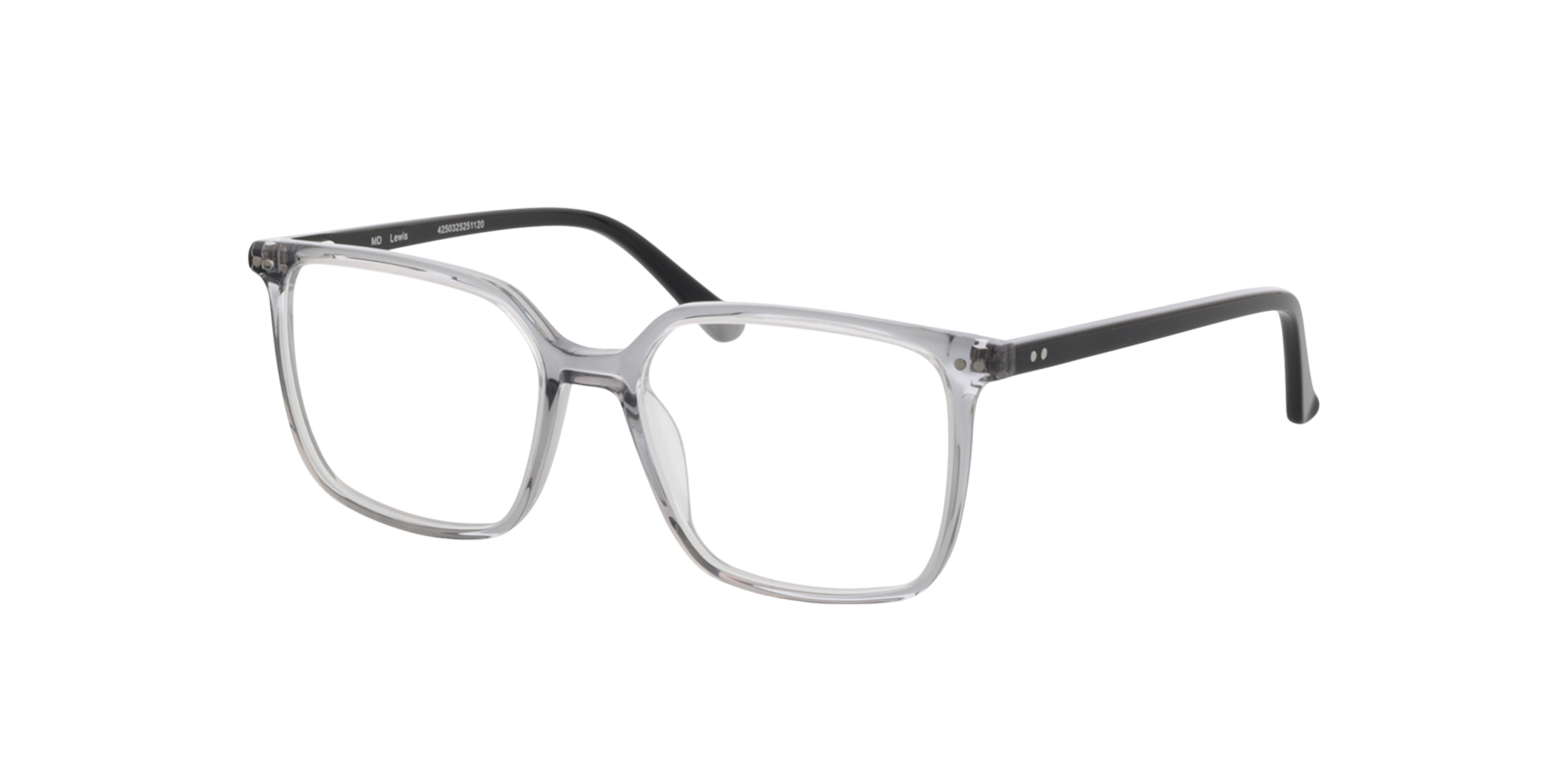 Lewis Kristal grijs  &  zwart AcetaatEyeglass Frames van B24, Hoekweergave