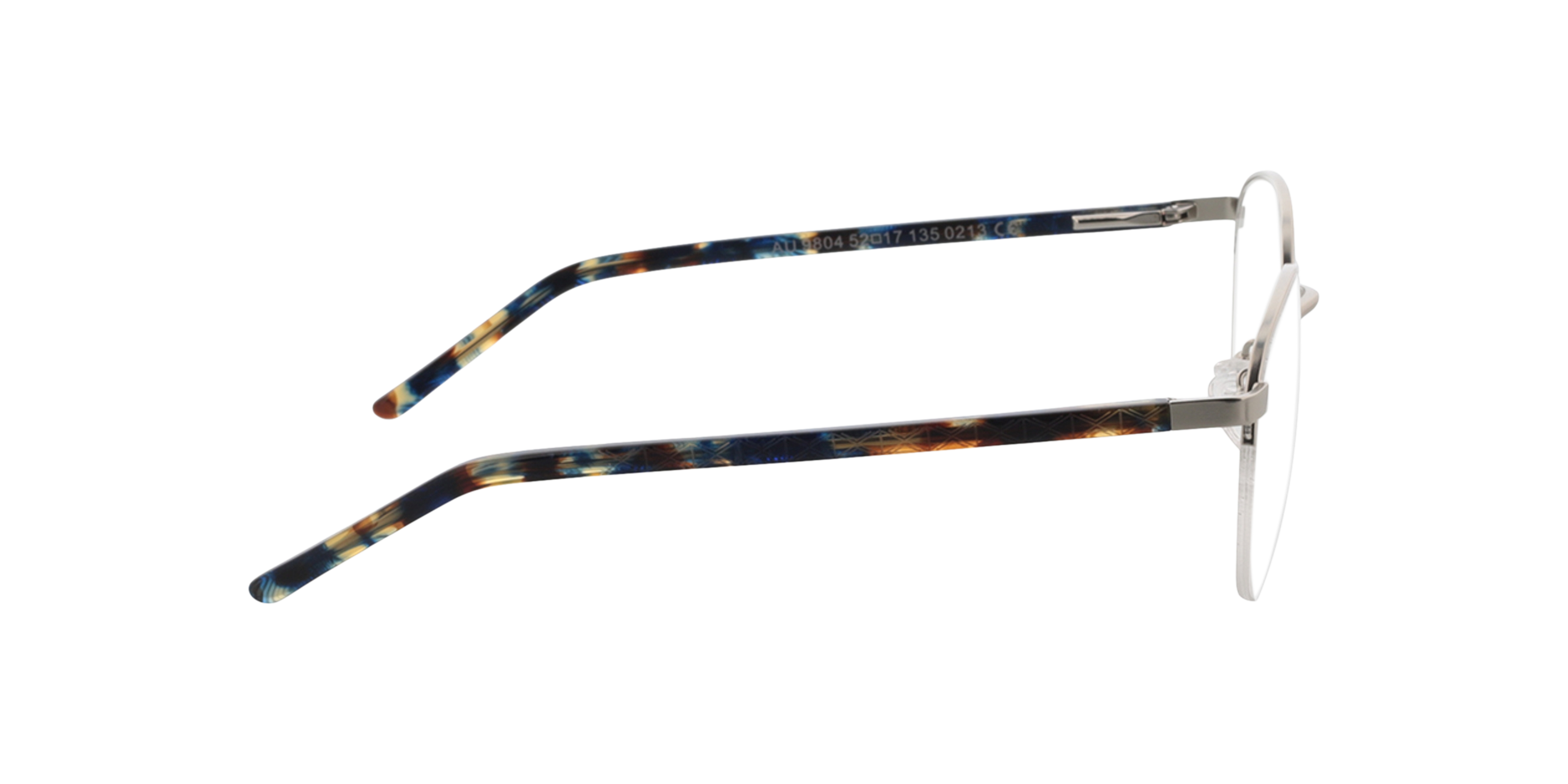 Nancy Matzilver  &  blauw Havana MetaalEyeglass Frames van B24, Zijaanzicht