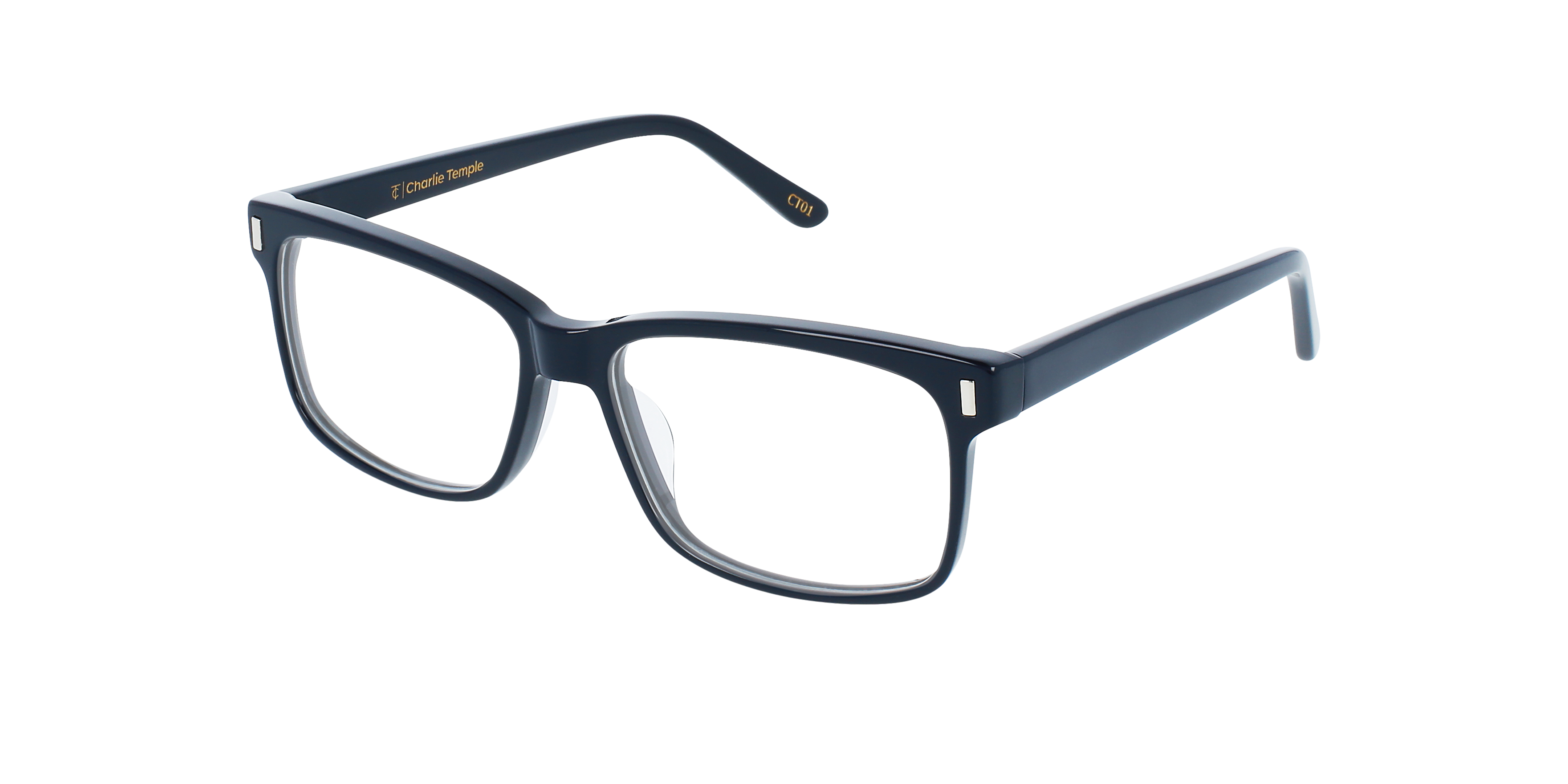 Calvin Indigo Blue AcetaatEyeglass Frames van B24, Hoekweergave