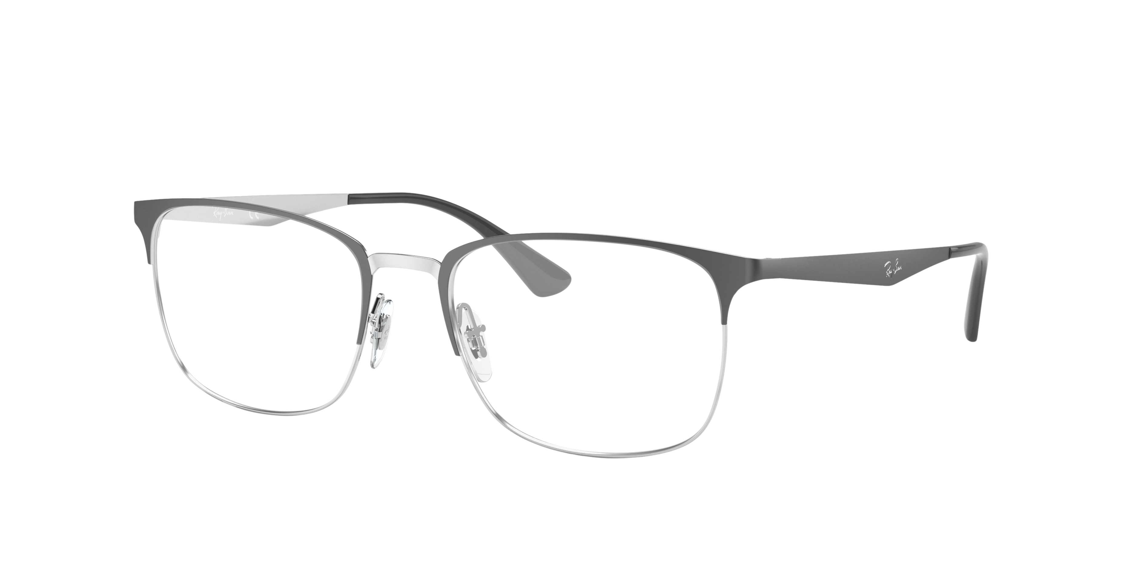 RB6421 Grau auf Silber MetallEyeglass Frames von B24, Dreiviertelansicht