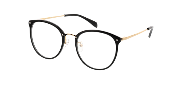 Charlotte Schwarz & Gold AcetatEyeglass Frames von B24, Dreiviertelansicht