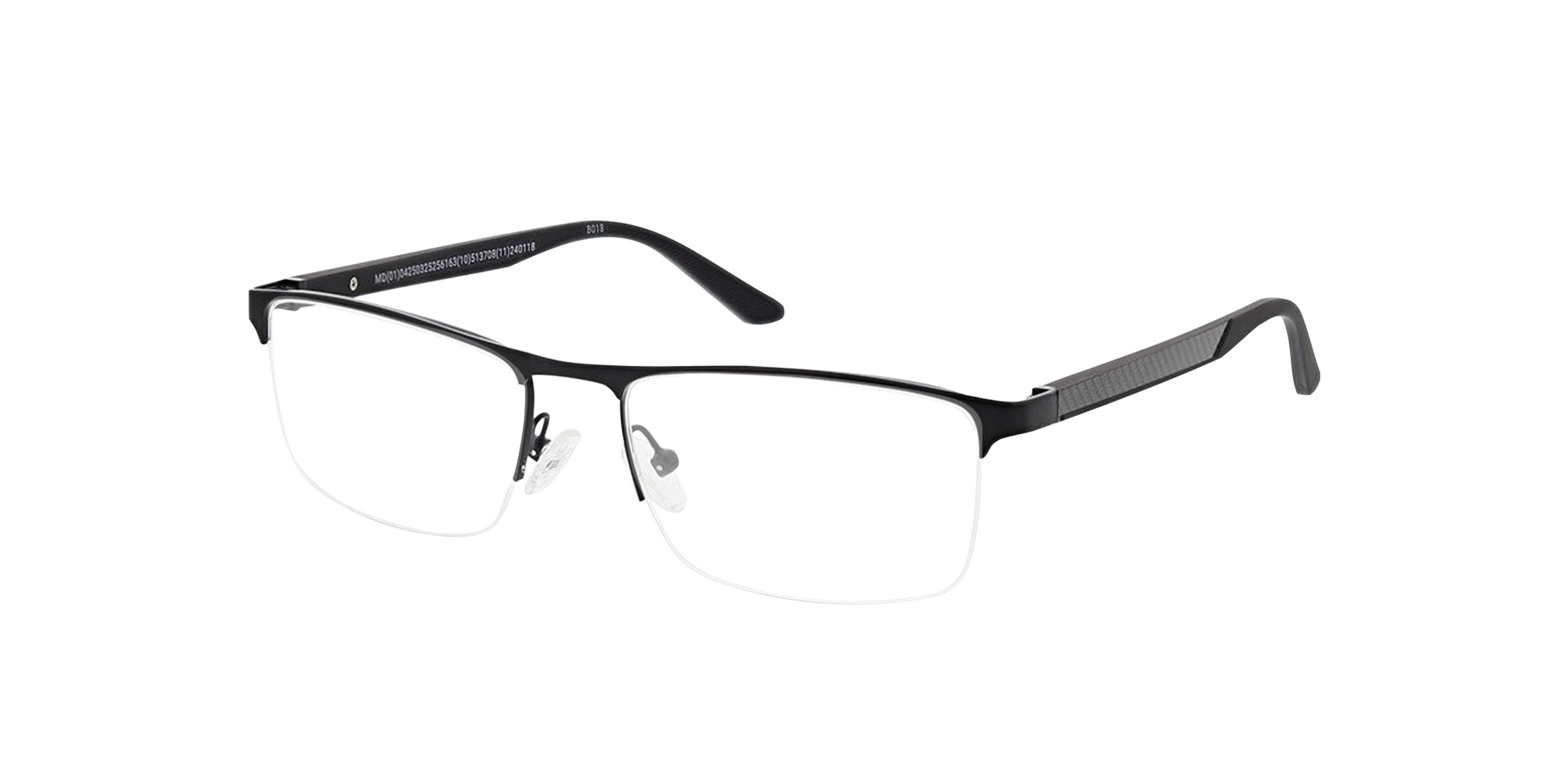 Boston Matzwart MetaalEyeglass Frames van B24, Hoekweergave