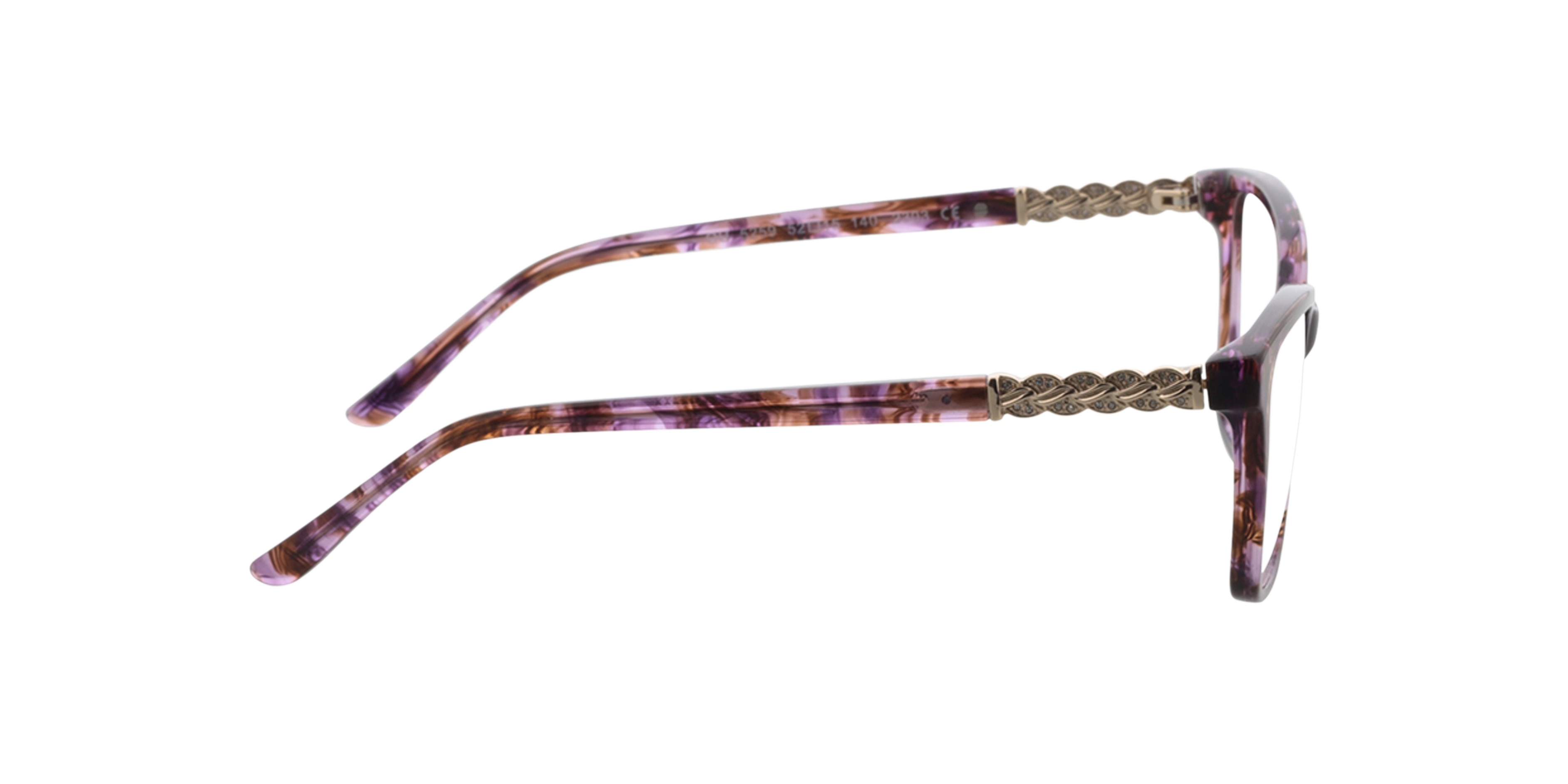 Lisa Paars & goud AcetaatEyeglass Frames van B24, Zijaanzicht