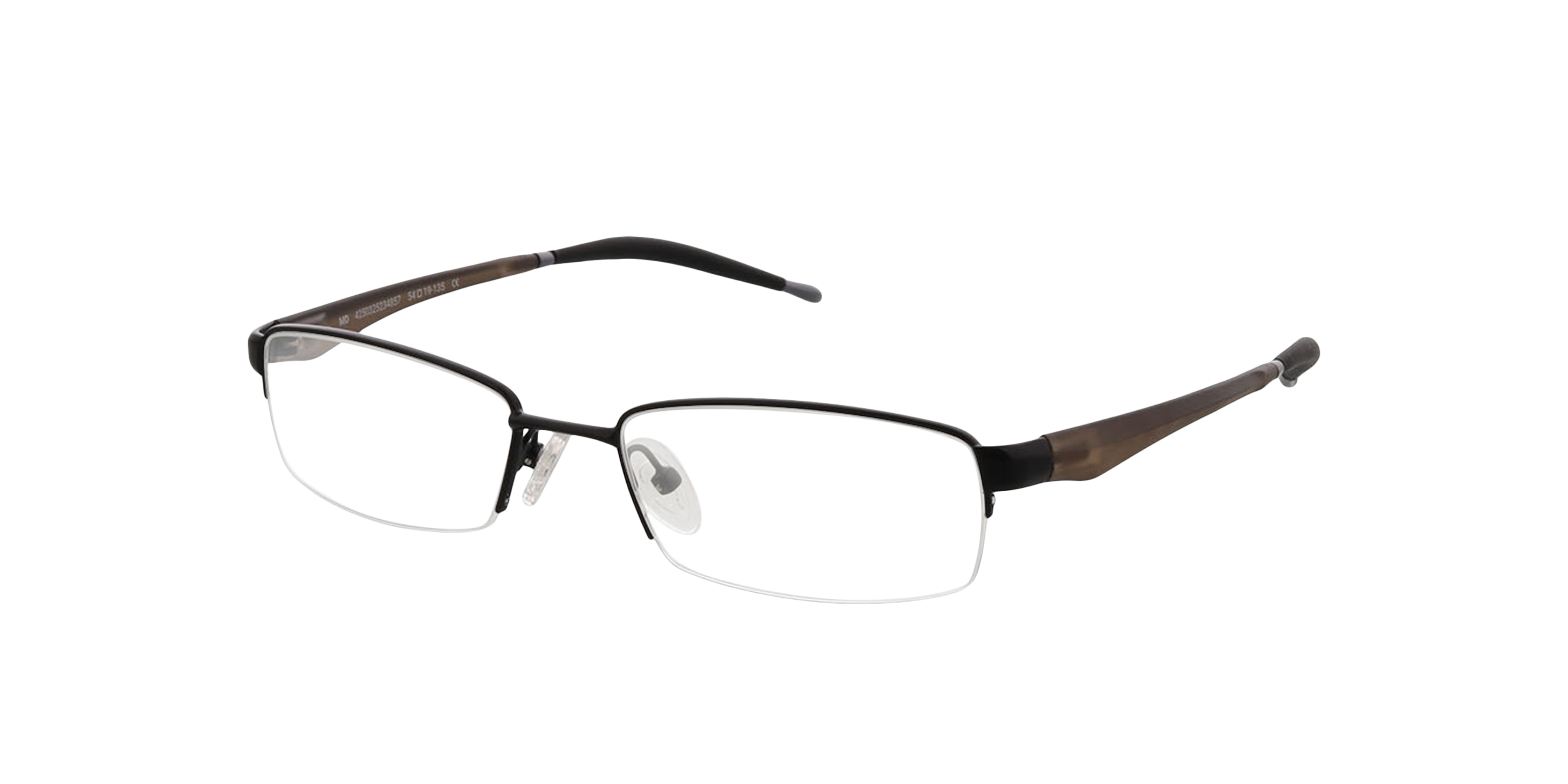 Brasilia Zwart  &  bruin grijs MetaalEyeglass Frames van B24, Hoekweergave