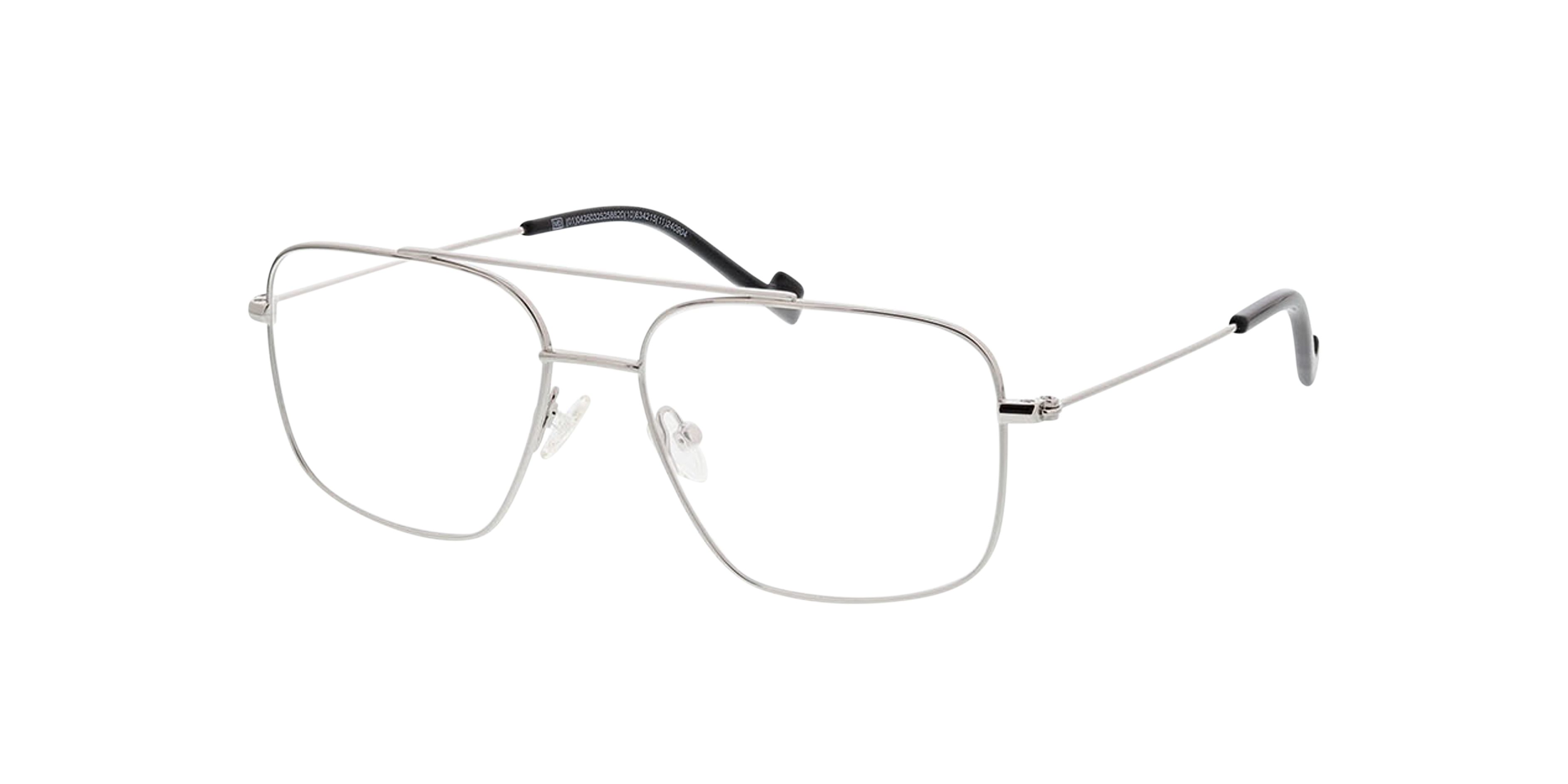 Detroit Zilver MetaalEyeglass Frames van B24, Hoekweergave