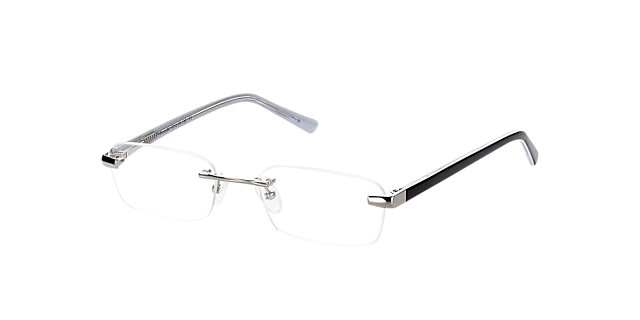 Bristol Zilver & zwart MetaalEyeglass Frames van B24, Hoekweergave