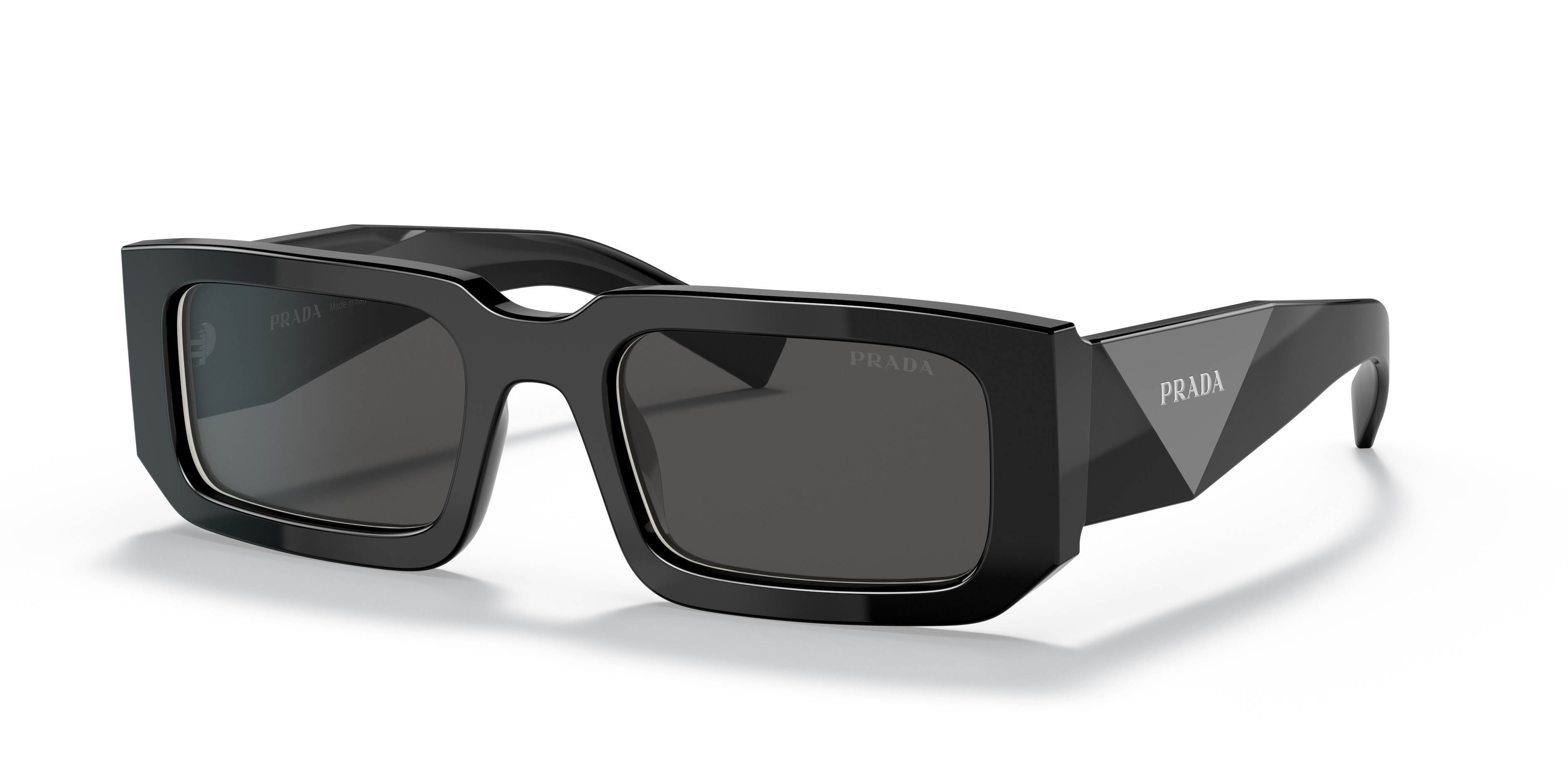 PR 06YS Schwarz & Weiß AcetatSunglass Frames von B24, Dreiviertelansicht