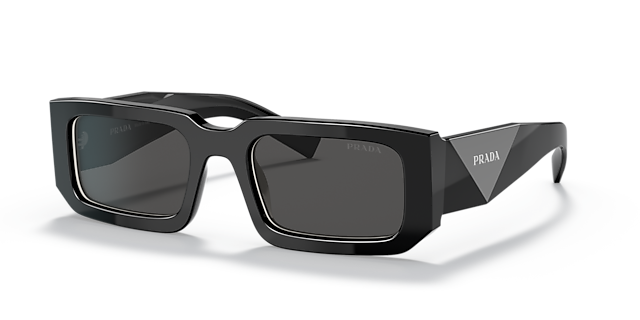 PR 06YS Zwart & wit AcetaatSunglass Frames van B24, Hoekweergave