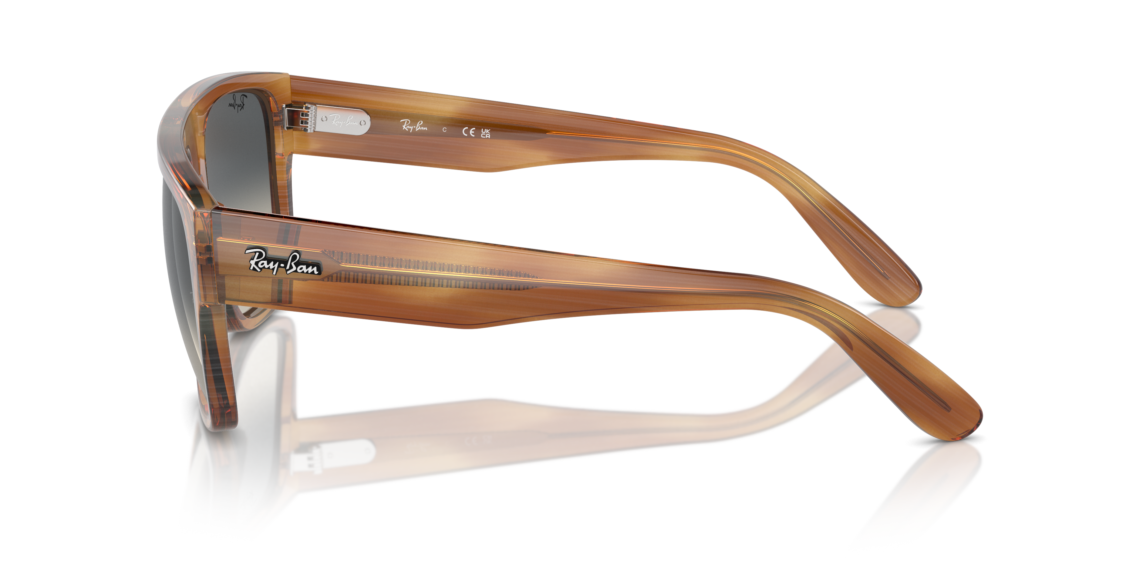 RB0360S Bruin Gestreept KunststofSunglass Frames van B24, Zijaanzicht