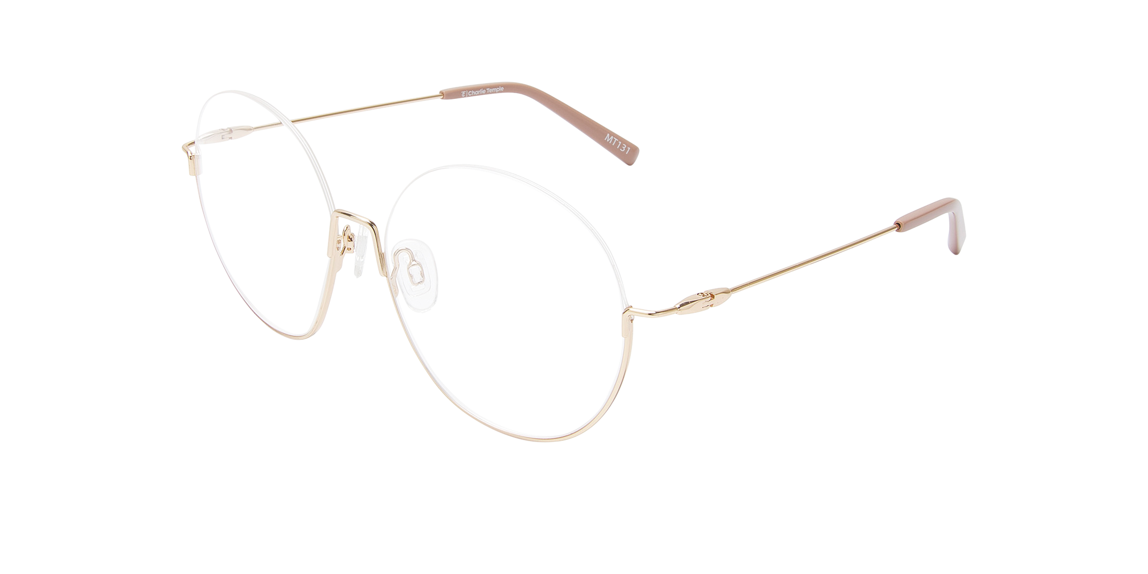 Orianna Light Gold Metal MetallEyeglass Frames von B24, Dreiviertelansicht
