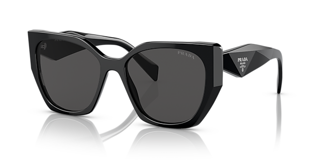 PR 19ZS Zwart AcetaatSunglass Frames van B24, Hoekweergave