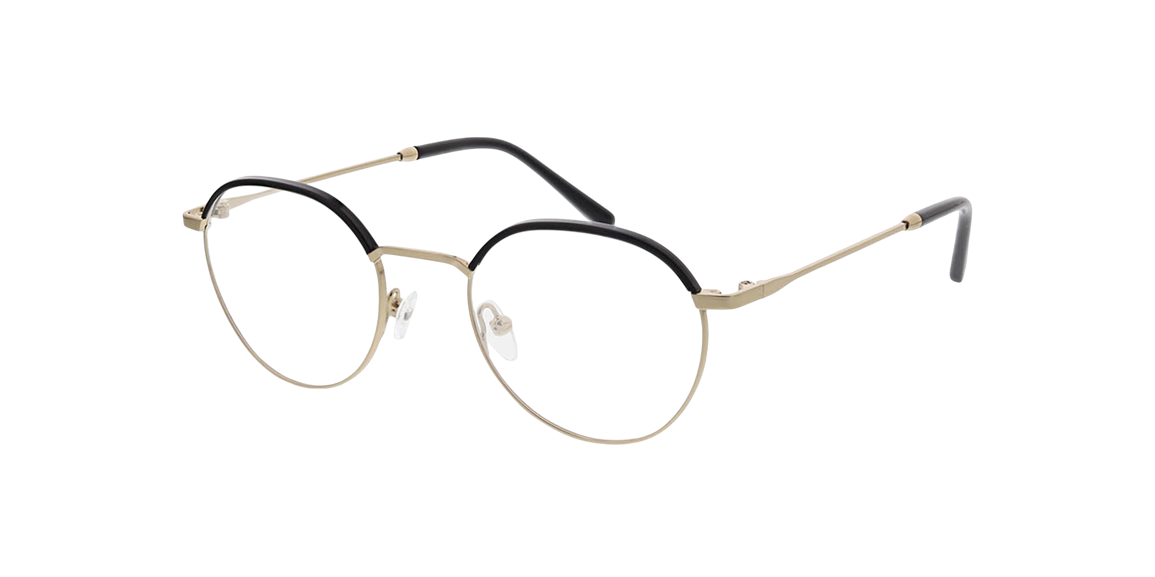 Singapur Zwart & goud MetaalEyeglass Frames van B24, Hoekweergave