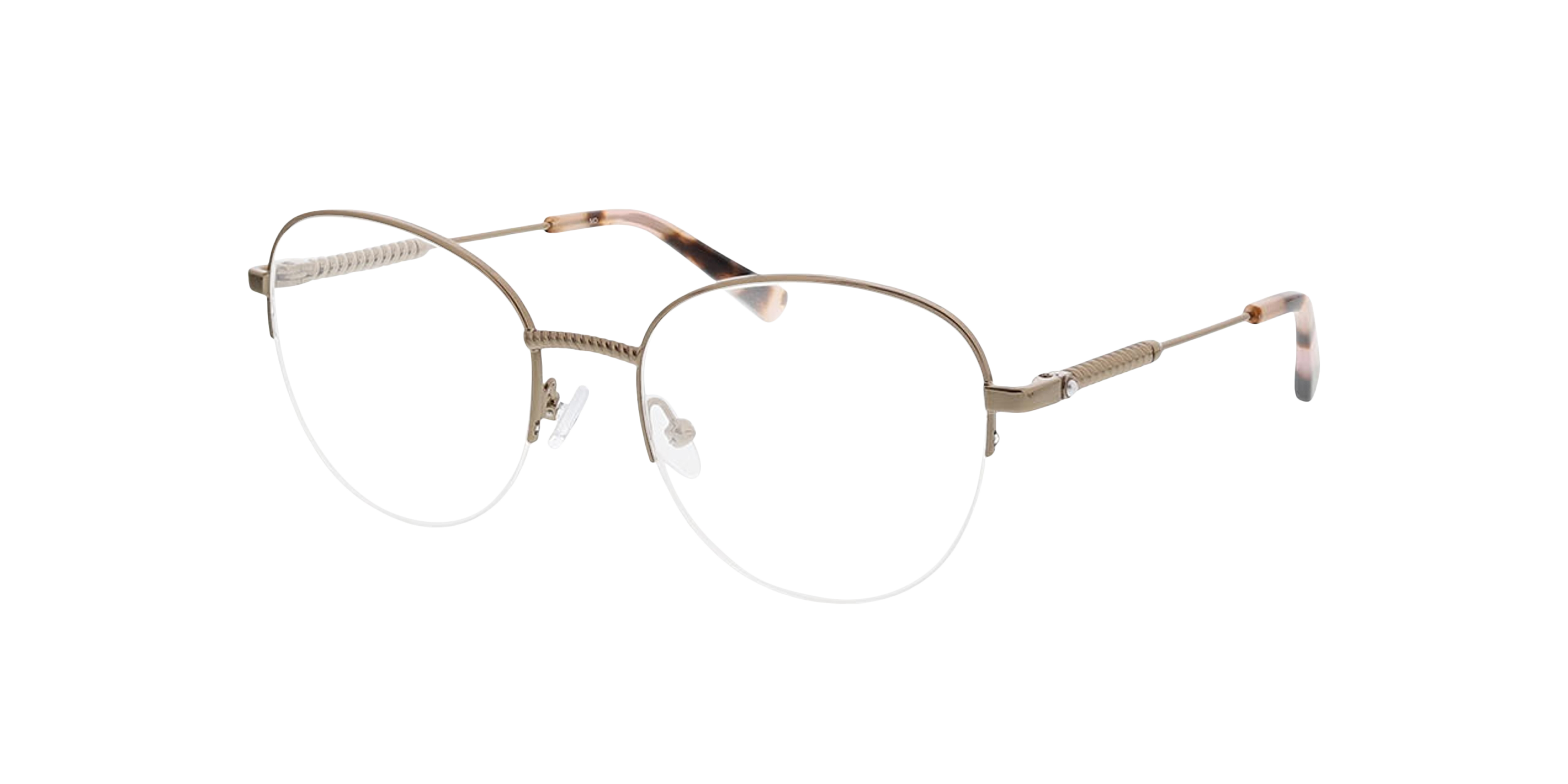 Valencia Pink Gold  &  Light Pink Havana MetallEyeglass Frames von B24, Dreiviertelansicht