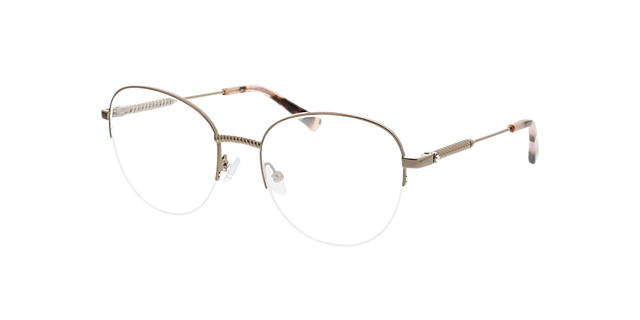 Valencia Roze goud & lichtroze Havana MetaalEyeglass Frames van B24, Hoekweergave