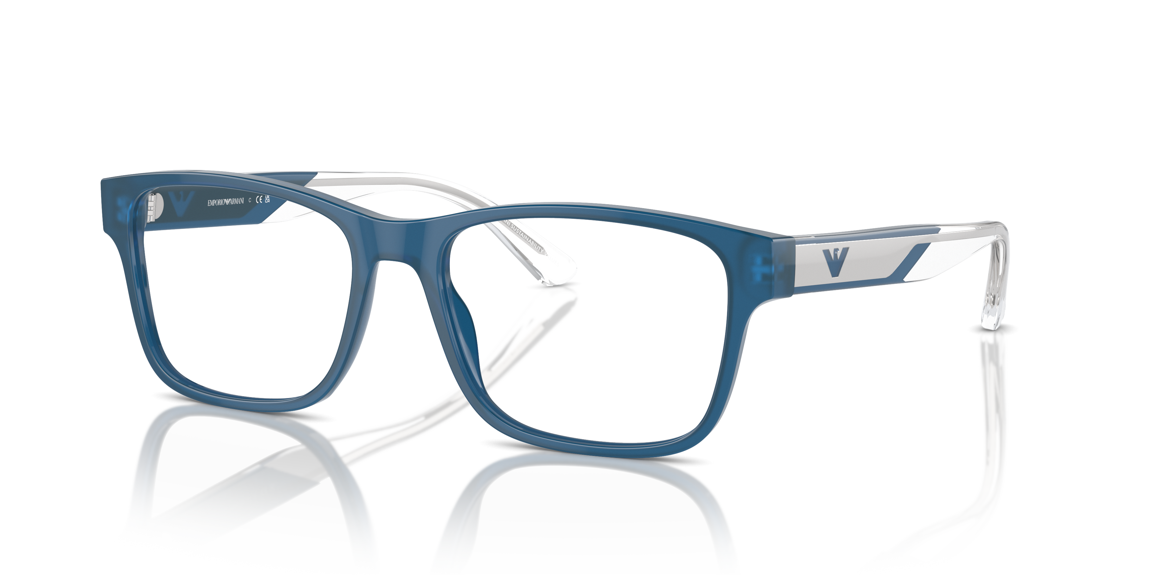 EA3239 Glanzend opaline blauw AcetaatEyeglass Frames van B24, Hoekweergave