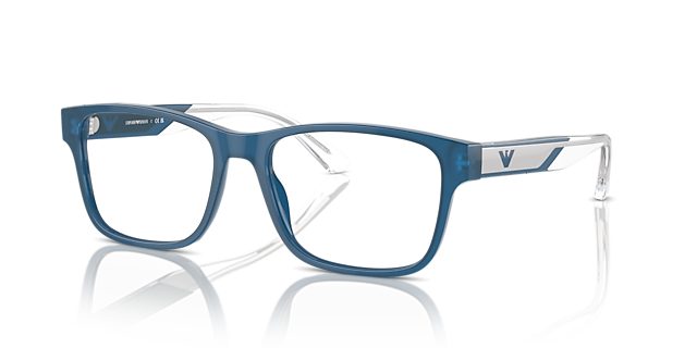 EA3239 Glanzend opaline blauw AcetaatEyeglass Frames van B24, Hoekweergave