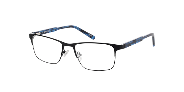 Sherman Zwart & gevlekt blauw MetaalEyeglass Frames van B24, Hoekweergave