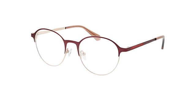 Neapel Mat bordeauxrood  &  goud  &  roze MetaalEyeglass Frames van B24, Hoekweergave