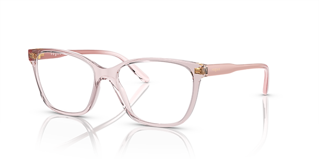 VO5518 Transparant Roze KunststofEyeglass Frames van B24, Hoekweergave