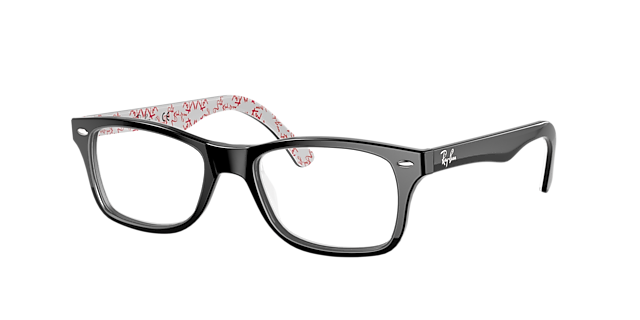 RB5228 Zwart op wit AcetaatEyeglass Frames van B24, Hoekweergave