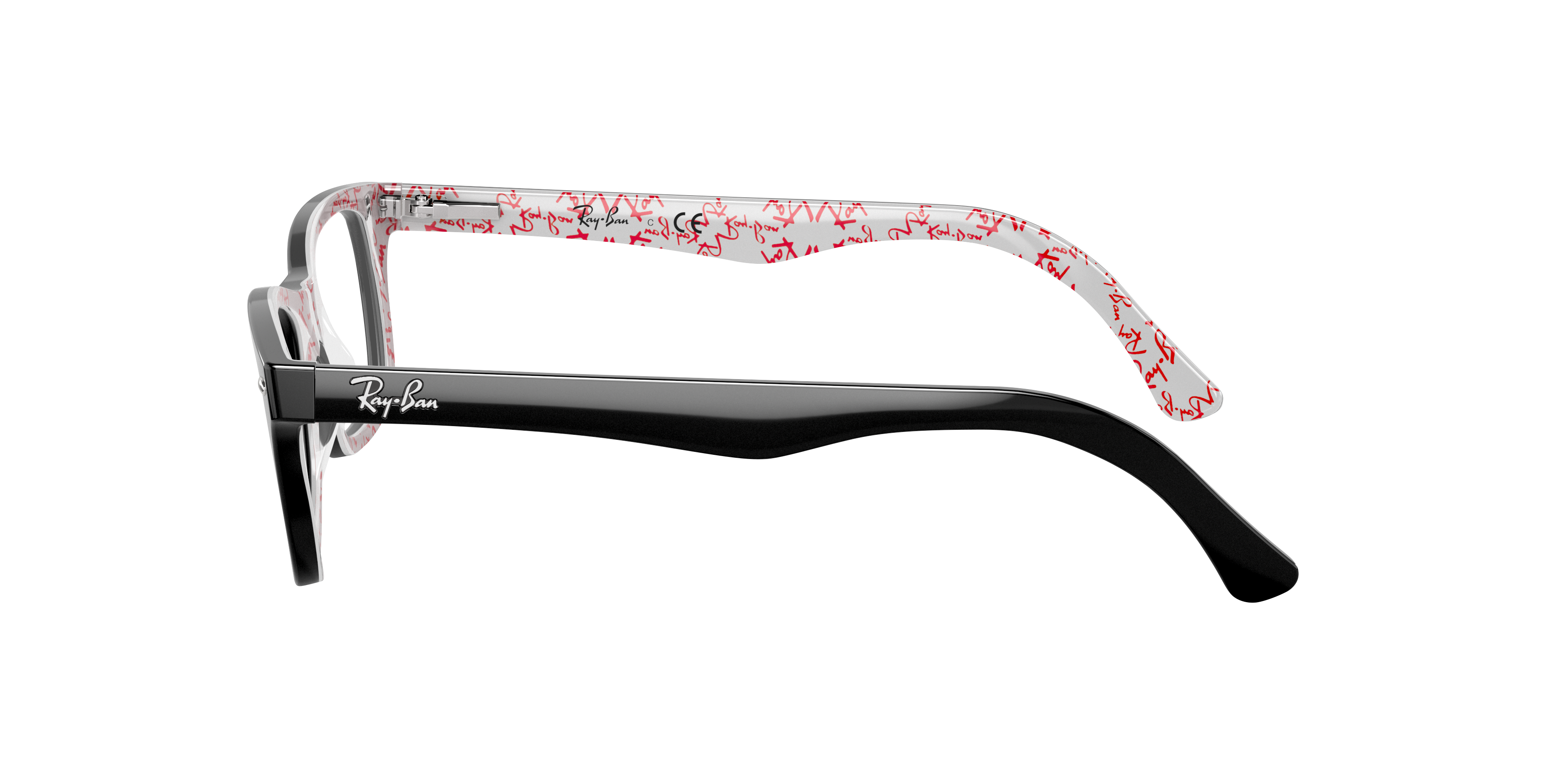 RB5228 Zwart op wit AcetaatEyeglass Frames van B24, Zijaanzicht