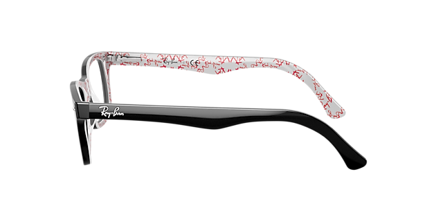 RB5228 Zwart op wit AcetaatEyeglass Frames van B24, Zijaanzicht