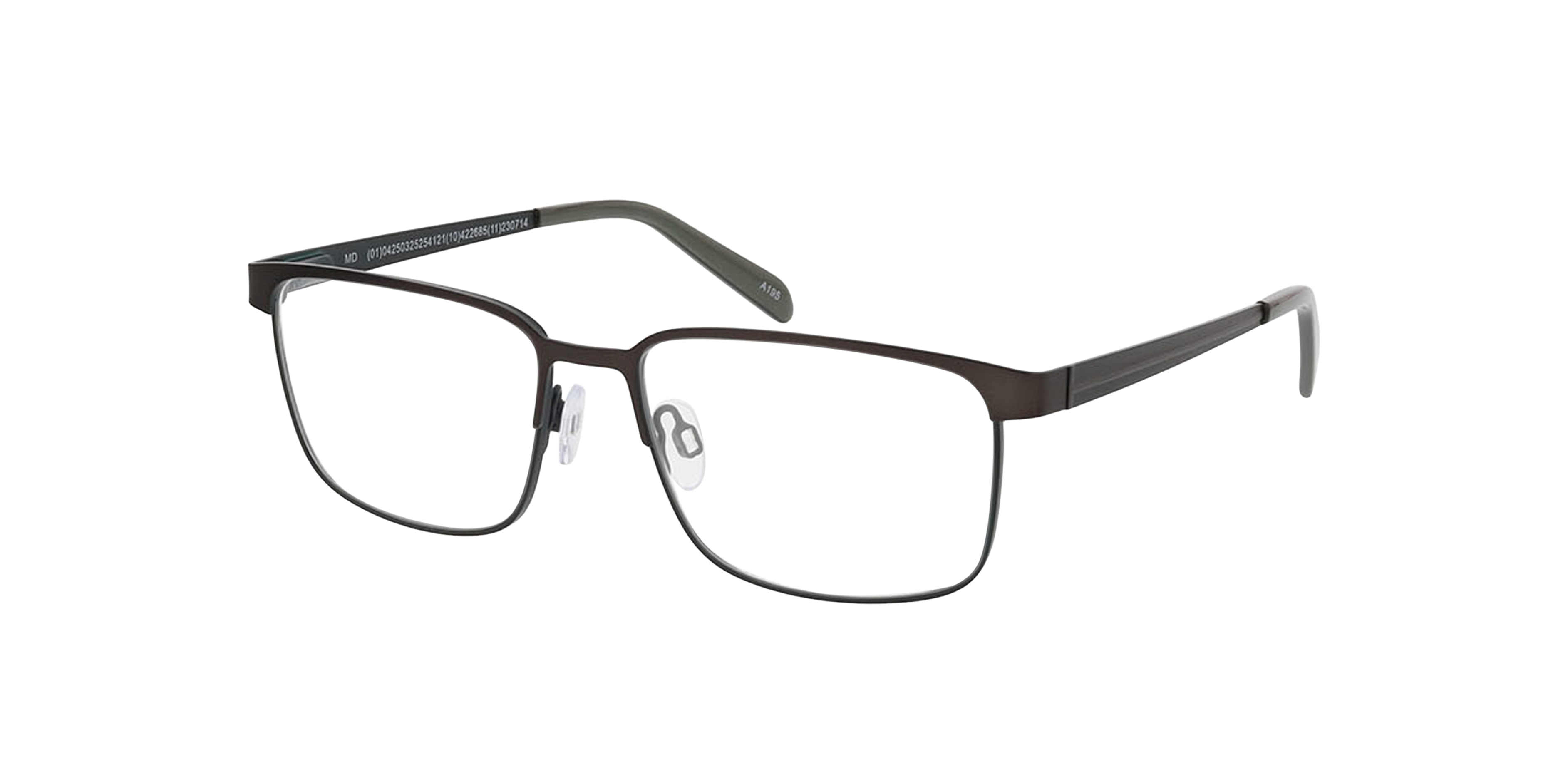 Jerry Mat grijs bruin  &  mat groen MetaalEyeglass Frames van B24, Hoekweergave