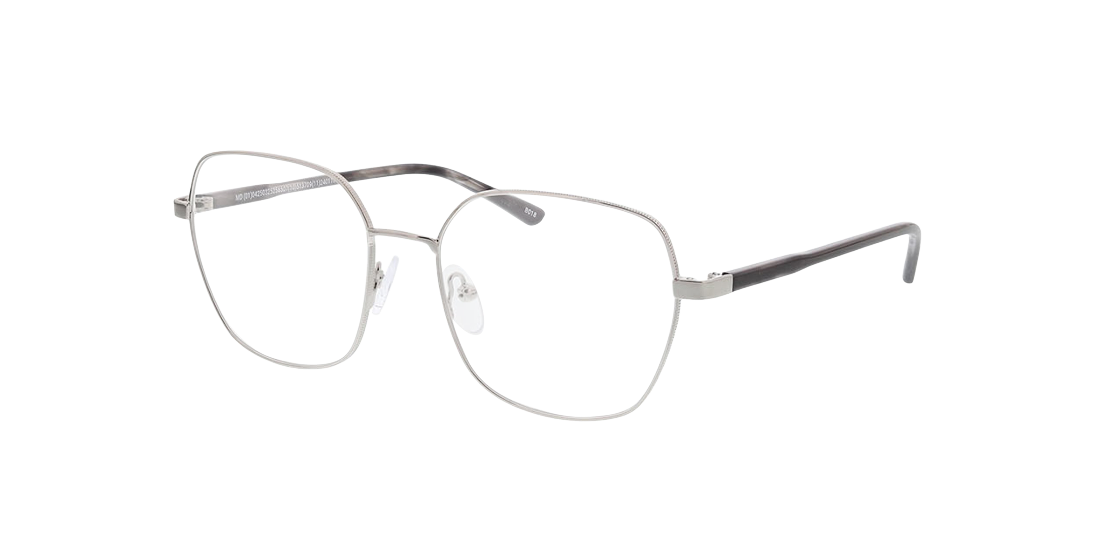 Genua Zilver  &  grijs hoorn MetaalEyeglass Frames van B24, Hoekweergave