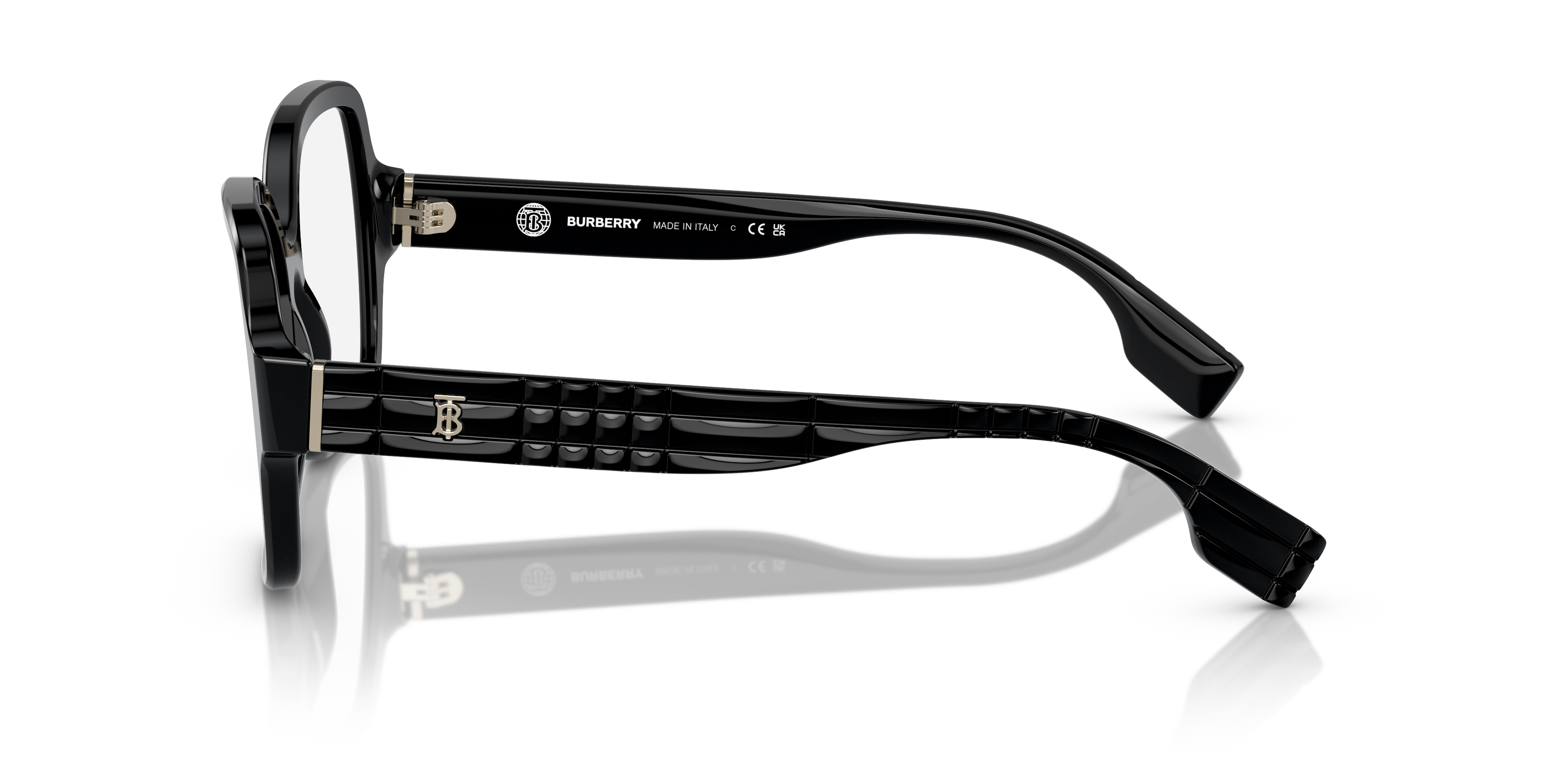 BE2374 Zwart AcetaatEyeglass Frames van B24, Zijaanzicht