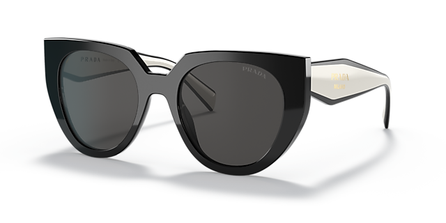 PR 14WS Zwart & talk AcetaatSunglass Frames van B24, Hoekweergave