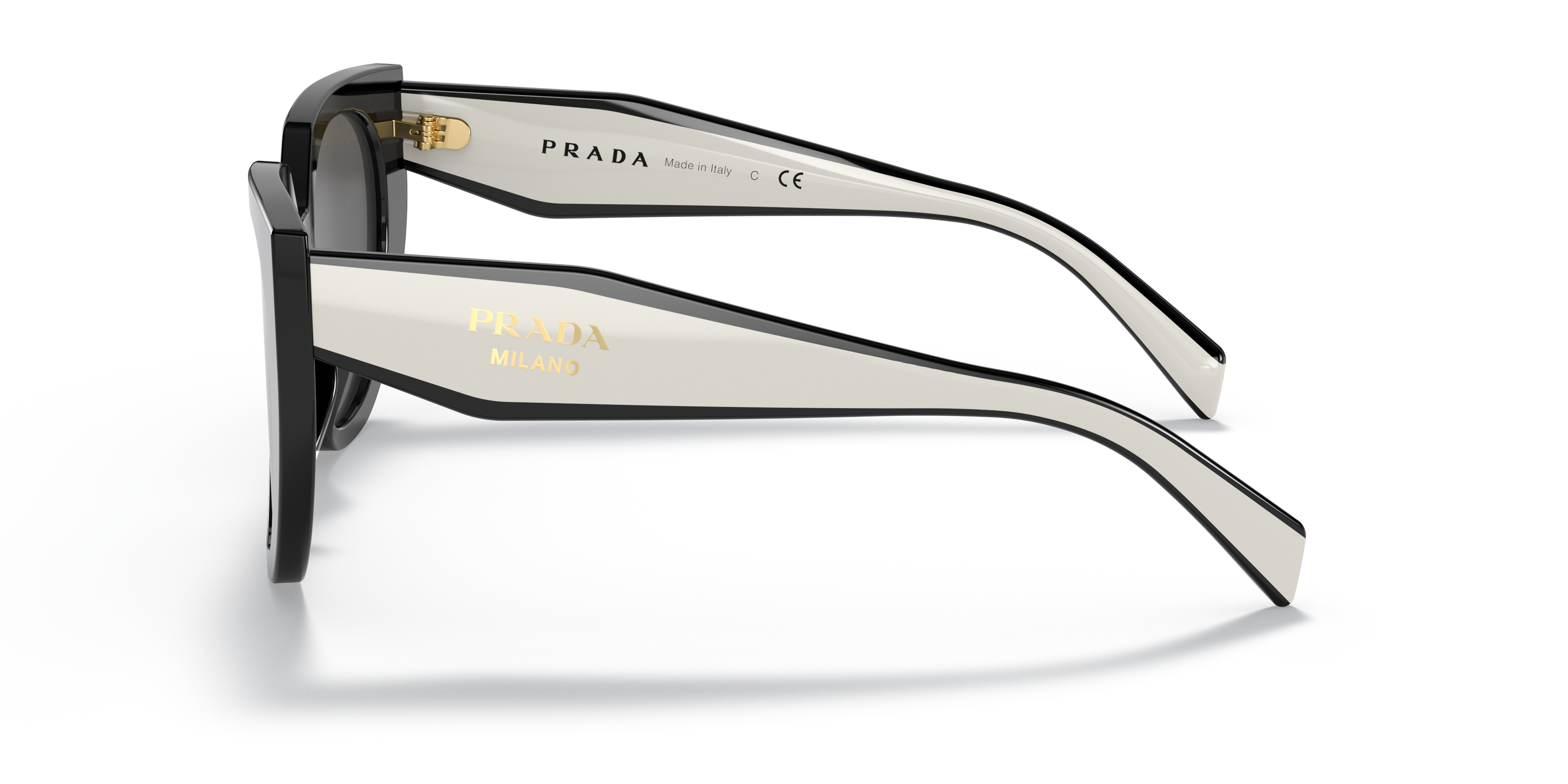 PR 14WS Schwarz & Talc AcetatSunglass Frames von B24, Seitenansicht