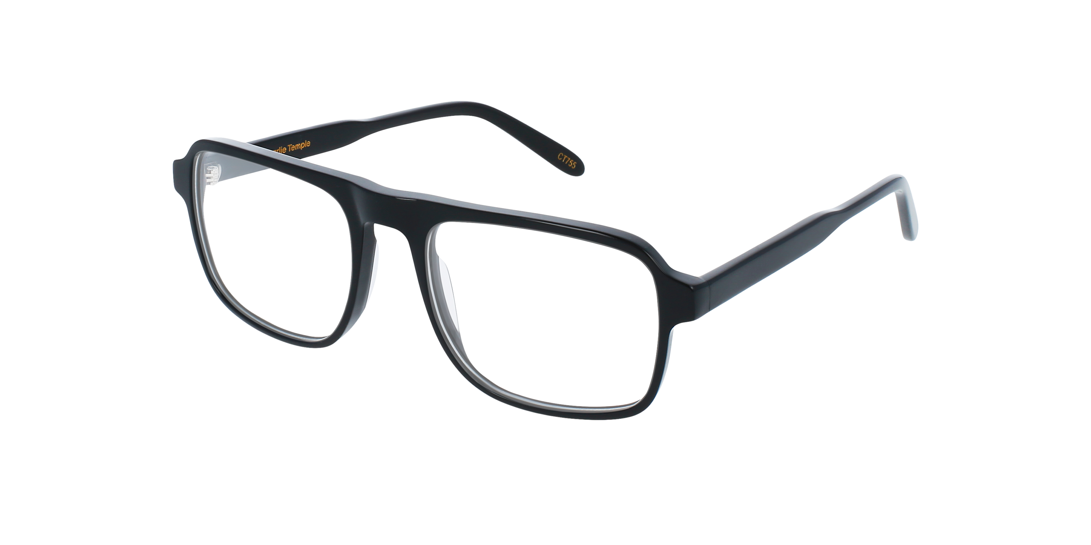 Jason Jet Black AcetaatEyeglass Frames van B24, Hoekweergave