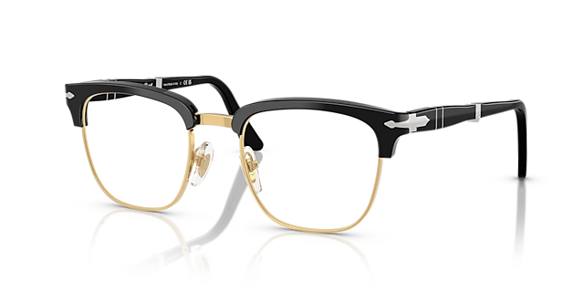 PO3375V Zwart AcetaatEyeglass Frames van B24, Hoekweergave