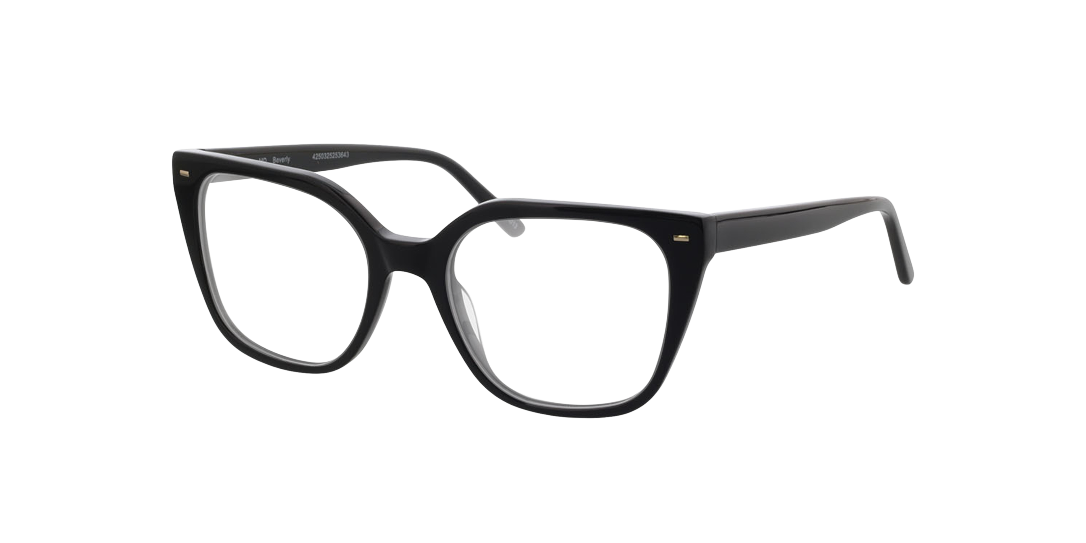 Beverly Zwart AcetaatEyeglass Frames van B24, Hoekweergave