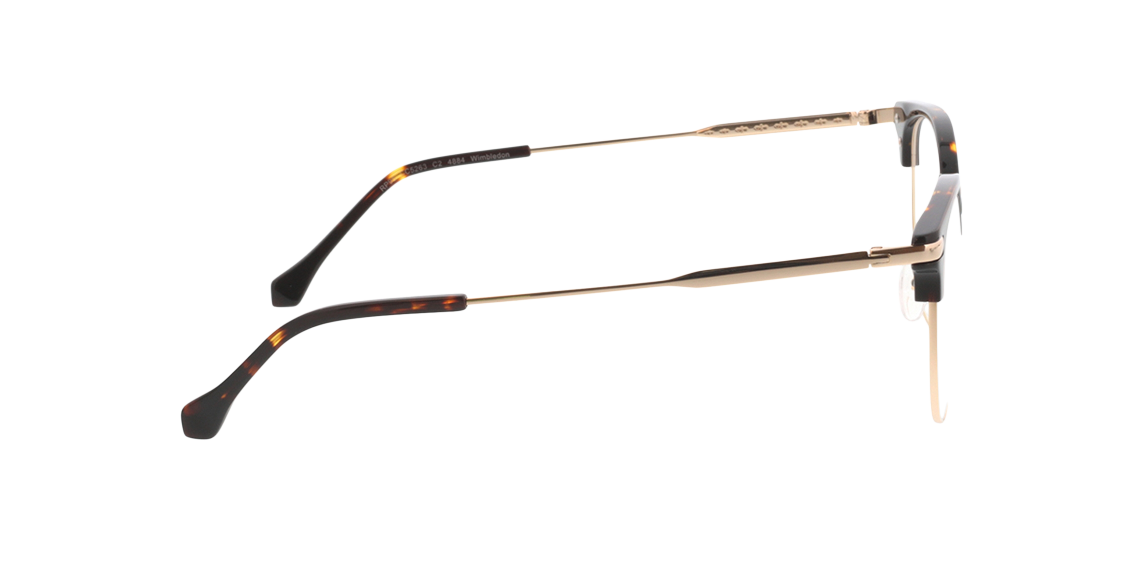 Wimbledon Gold  &  Brown MetallEyeglass Frames von B24, Seitenansicht