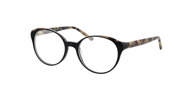 Erica Zwart  &  wit Havana AcetaatEyeglass Frames van B24, Hoekweergave