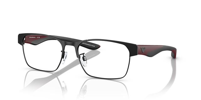 EA1141 Matt Schwarz MetallEyeglass Frames von B24, Dreiviertelansicht