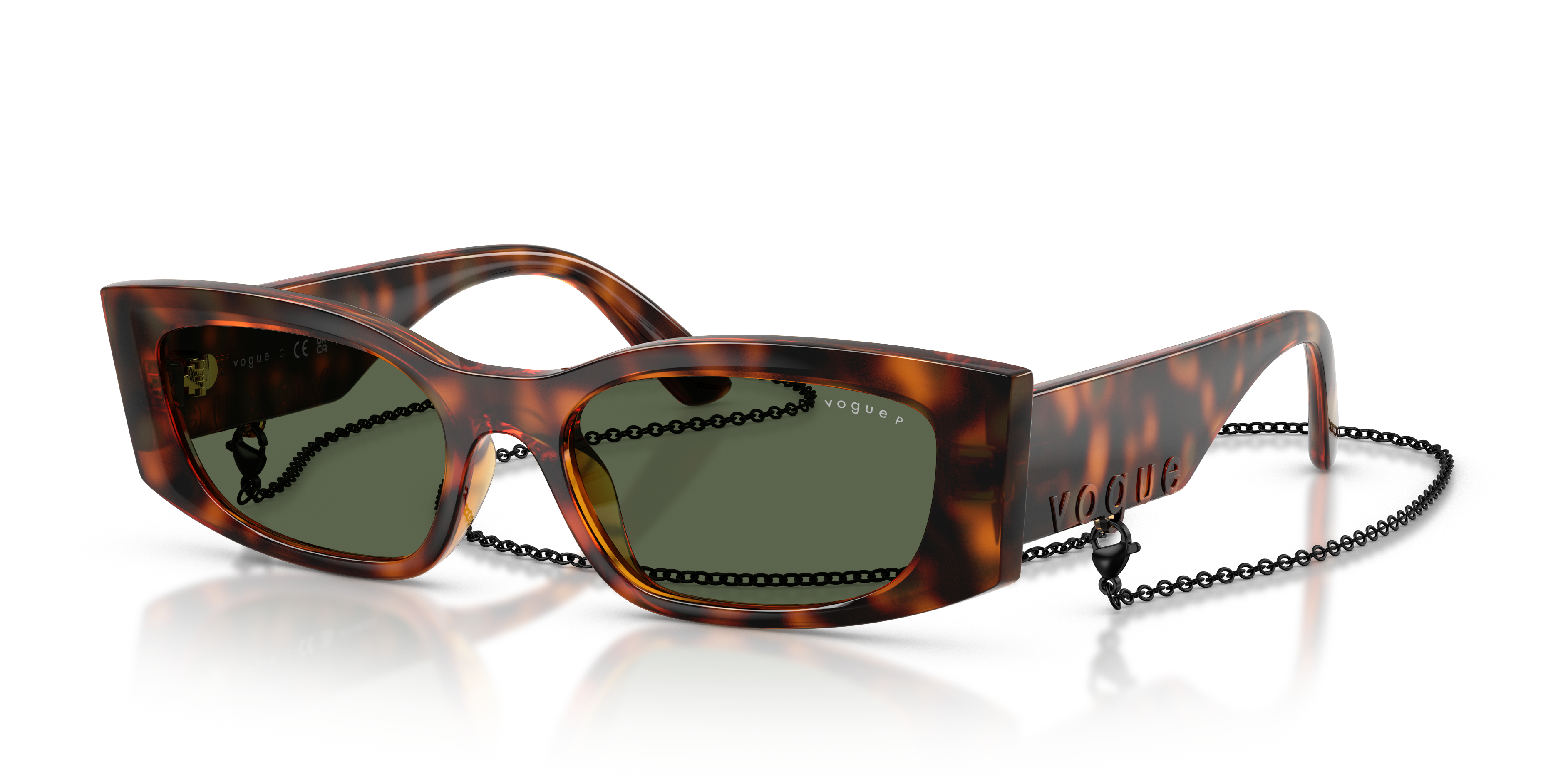 VO5655SU Donker Havana KunststofSunglass Frames van B24, Hoekweergave