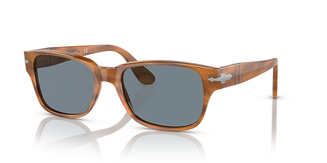 PO3288S Bruin Gestreept AcetaatSunglass Frames van B24, Hoekweergave